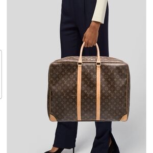 Louis Vuitton Monogram Canvas Travel Bag with Tan Leather Trim